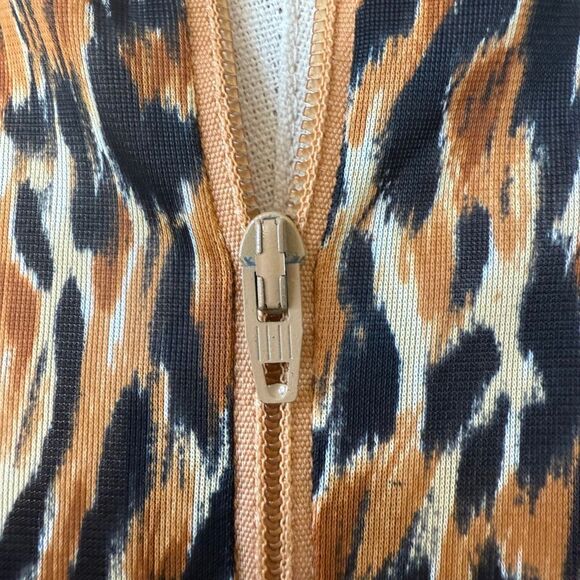 Vintage 70s Elaine Skylar Cheetah Print Muumuu Kaftan Caftan Half Zip M - Picture 6 of 8